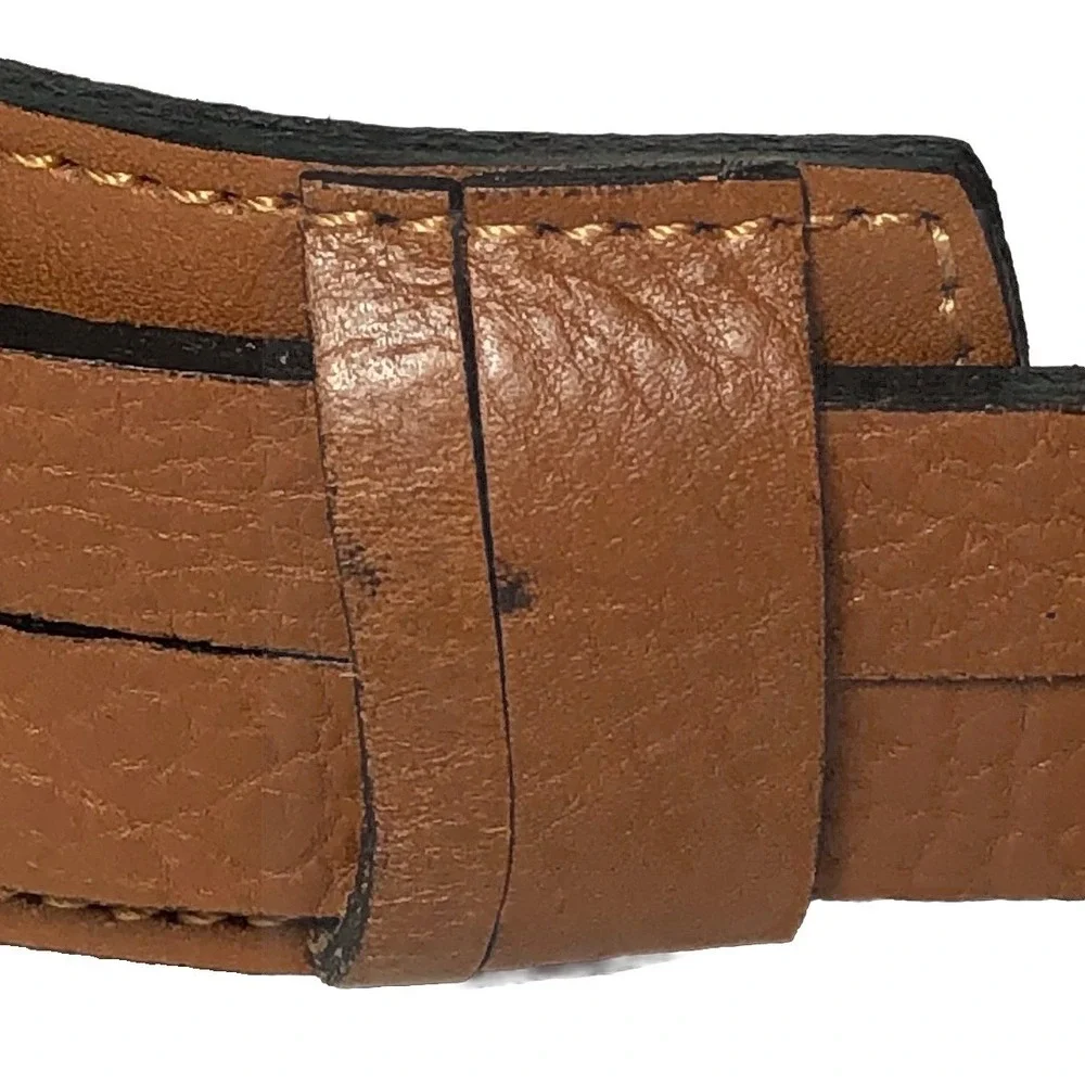 Lenny Niemeyer Minimalist‎ Quiet Luxury Double Strap Leather Belt 28 Tan STAINED